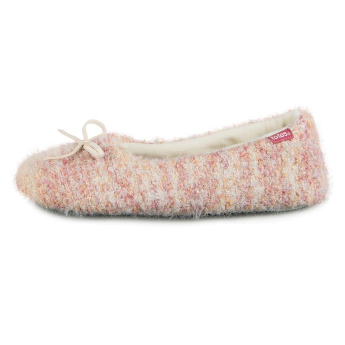 totes toasties® Ladies Knitted Ballet Slippers Pink Extra Image 4